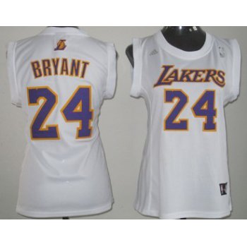 Los Angeles Lakers #24 Kobe Bryant White Womens Jersey