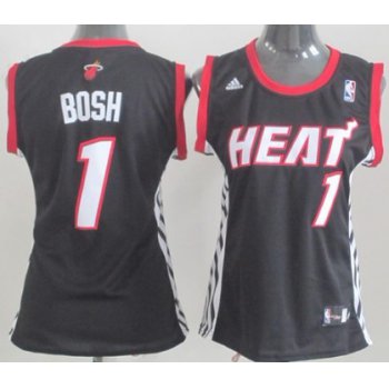 Miami Heat #1 Chris Bosh Black Womens Jersey