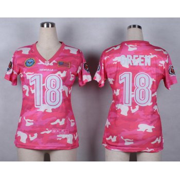 Nike Cincinnati Bengals #18 A.J. Green 2014 Salute to Service Pink Camo Womens Jersey