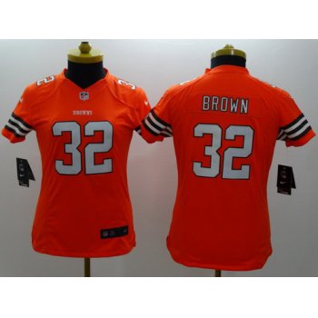 Nike Cleveland Browns #32 Jim Brown Orange Limited Womens Jersey