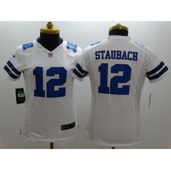 Nike Dallas Cowboys #12 Roger Staubach White Limited Womens Jersey