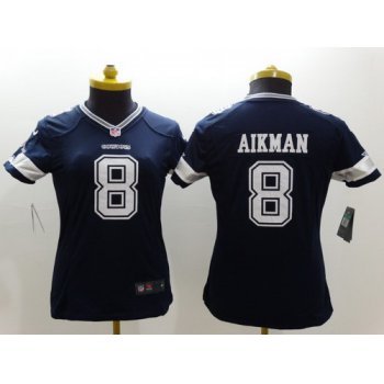 Nike Dallas Cowboys #8 Troy Aikman Blue Limited Womens Jersey