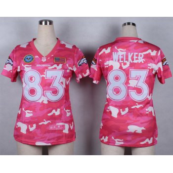 Nike Denver Broncos #83 Wes Welker 2014 Salute to Service Pink Camo Womens Jersey