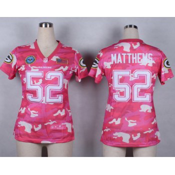 Nike Green Bay Packers #52 Clay Matthews 2014 Salute to Service Pink Camo Womens Jersey