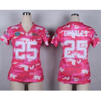 Nike Kansas City Chiefs #25 Jamaal Charles 2014 Salute to Service Pink Camo Womens Jersey