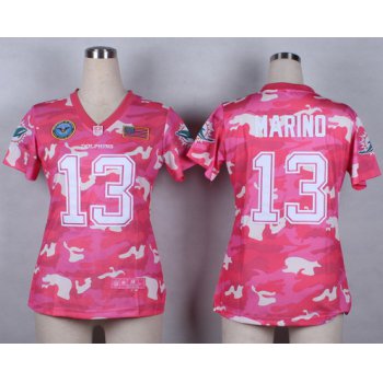 Nike Miami Dolphins #13 Dan Marino 2014 Salute to Service Pink Camo Womens Jersey