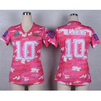 Nike New York Giants #10 Eli Manning Pink 2014 Salute to Service Pink Camo Womens Jersey