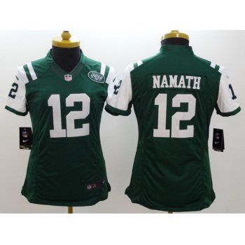 Nike New York Jets #12 Joe Namath Green Limited Womens Jersey