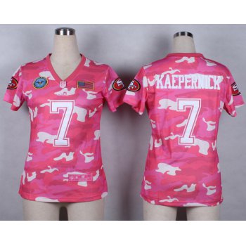 Nike San Francisco 49ers #7 Colin Kaepernick 2014 Salute to Service Pink Camo Womens Jersey