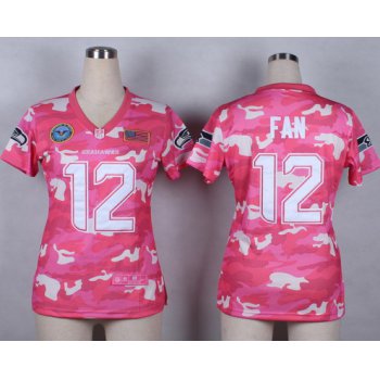 Nike Seattle Seahawks #12 Fan 2014 Salute to Service Pink Camo Womens Jersey