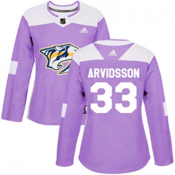 Adidas Nashville Predators #33 Viktor Arvidsson Purple Authentic Fights Cancer Women's Stitched NHL Jersey