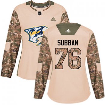 Adidas Nashville Predators #76 P.K Subban Camo Authentic 2017 Veterans Day Women's Stitched NHL Jersey