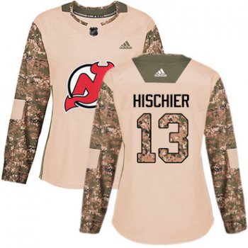 Adidas New Jersey Devils #13 Nico Hischier Camo Authentic 2017 Veterans Day Women's Stitched NHL Jersey