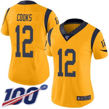 Nike Rams #12 Brandin Cooks Gold Women's Stitched NFL Limited Rush 100th Season Jersey