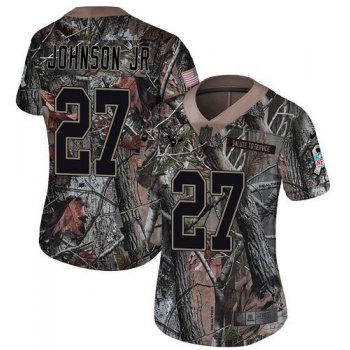 Nike Texans #27 Duke Johnson Jr Camo Women's Stitched NFL Limited Rush Realtree Jersey