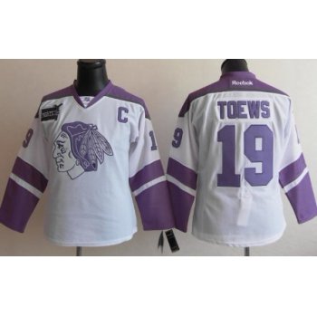 Chicago Blackhawks #19 Jonathan Toews White Womens Fights Cancer Jersey