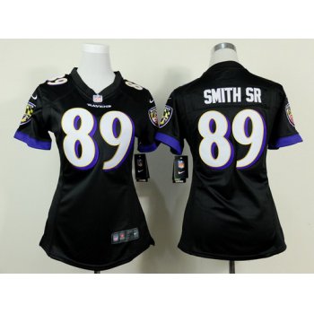 Nike Baltimore Ravens #89 Steve Smith Sr 2013 Black Game Womens Jersey