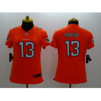 Nike Miami Dolphins #13 Dan Marino 2013 Orange Limited Womens Jersey