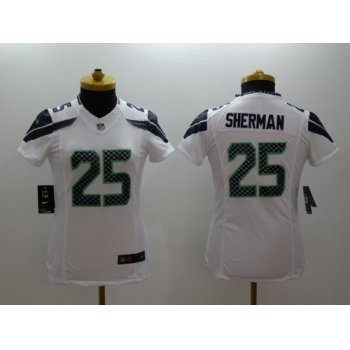 Nike Seattle Seahawks #25 Richard Sherman White Limited Womens Jersey