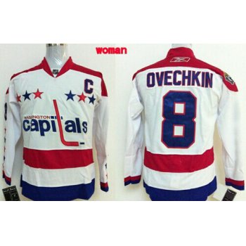 Washington Capitals #8 Alex Ovechkin White Third Womens Jersey