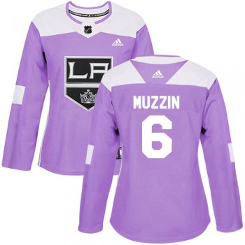 Adidas Los Angeles Kings #6 Jake Muzzin Purple Authentic Fights Cancer Women's Stitched NHL Jersey