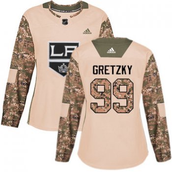 Adidas Los Angeles Kings #99 Wayne Gretzky Camo Authentic 2017 Veterans Day Women's Stitched NHL Jersey