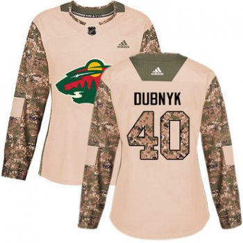 Adidas Minnesota Wild #40 Devan Dubnyk Camo Authentic 2017 Veterans Day Women's Stitched NHL Jersey