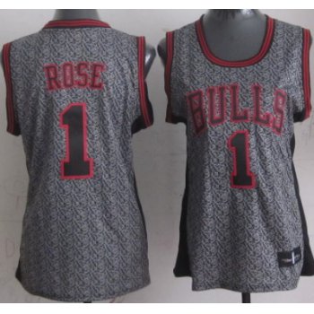 Chicago Bulls #1 Derrick Rose Gray Static Fashion Womens Jersey