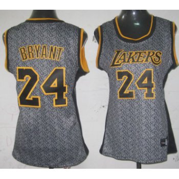 Los Angeles Lakers #24 Kobe Bryant Gray Static Fashion Womens Jersey