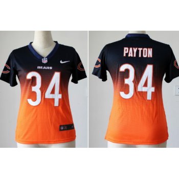 Nike Chicago Bears #34 Walter Payton Blue/Orange Fadeaway Womens Jersey