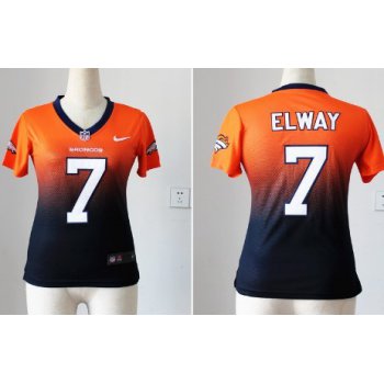 Nike Denver Broncos #7 John Elway Orange/Blue Fadeaway Womens Jersey