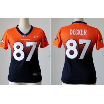 Nike Denver Broncos #87 Eric Decker Orange/Blue Fadeaway Womens Jersey