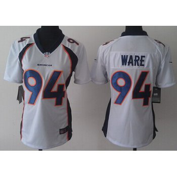 Nike Denver Broncos #94 DeMarcus Ware 2013 White Game Womens Jersey