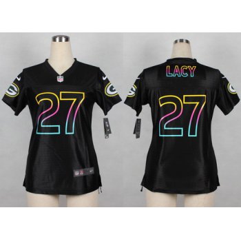 Nike Green Bay Packers #27 Eddie Lacy Pro Line Black Fashion Womens Jersey