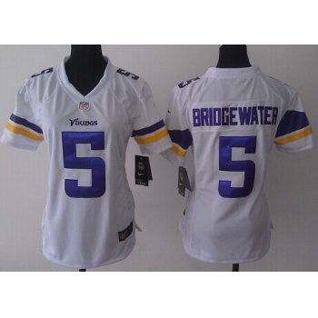 Nike Minnesota Vikings #5 Teddy Bridgewater 2013 White Game Womens Jersey