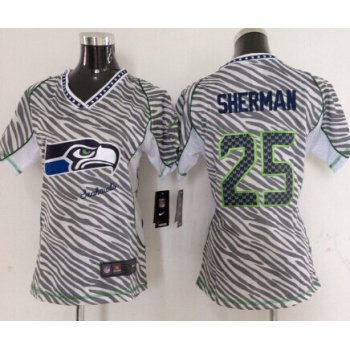 Nike Seattle Seahawks #25 Richard Sherman 2012 Womens Zebra Fashion Jersey