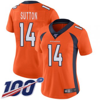 Nike Broncos #14 Courtland Sutton Orange Team Color Women's Stitched NFL 100th Season Vapor Limited Jersey