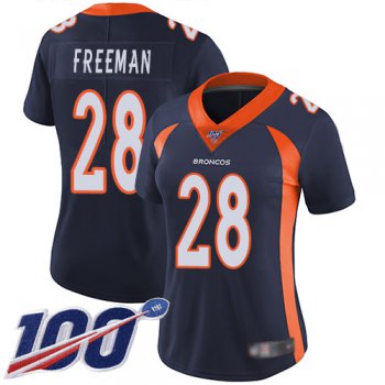 Nike Broncos #28 Royce Freeman Navy Blue Alternate Women's Stitched NFL 100th Season Vapor Limited Jersey