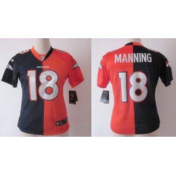 Nike Denver Broncos #18 Peyton Manning Blue/Orange Two Tone Womens Jersey