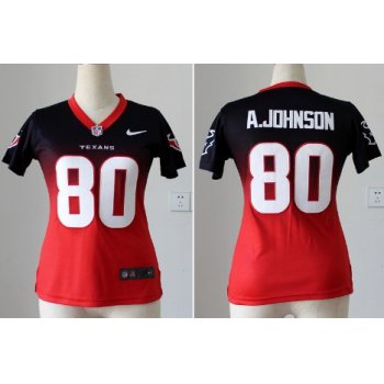 Nike Houston Texans #80 Andre Johnson Blue/Red Fadeaway Womens Jersey