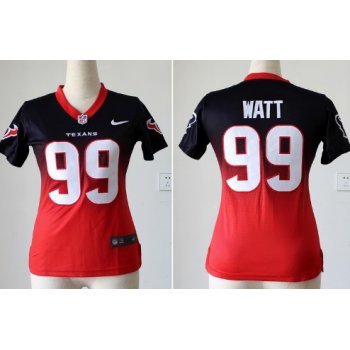 Nike Houston Texans #99 J.J. Watt Blue/Red Fadeaway Womens Jersey