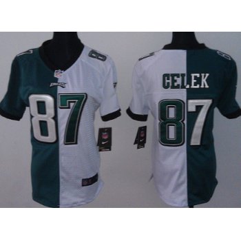 Nike Philadelphia Eagles #87 Brent Celek Green/White Two Tone Womens Jersey