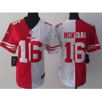 Nike San Francisco 49ers #16 Joe Montana Red/White Two Tone Womens Jersey