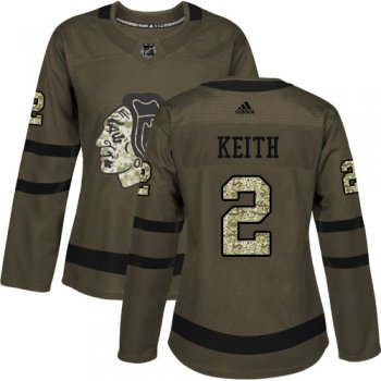 Adidas Chicago Blackhawks #2 Duncan Keith Green Salute to Service Women's Stitched NHL Jersey