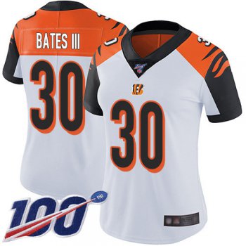 Nike Bengals #30 Jessie Bates III White Women's Stitched NFL 100th Season Vapor Limited Jersey