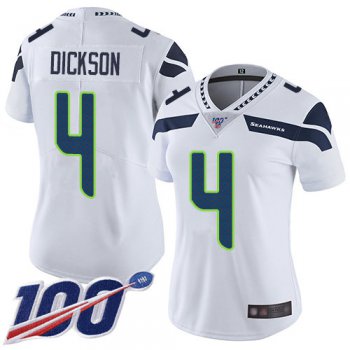 Nike Seahawks #4 Michael Dickson White Women's Stitched NFL 100th Season Vapor Limited Jersey