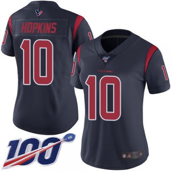 Nike Texans #10 DeAndre Hopkins Navy Blue Women's Stitched NFL Limited Rush 100th Season Jersey