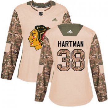 Adidas Chicago Blackhawks #38 Ryan Hartman Camo Authentic 2017 Veterans Day Women's Stitched NHL Jersey