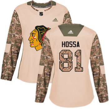 Adidas Chicago Blackhawks #81 Marian Hossa Camo Authentic 2017 Veterans Day Women's Stitched NHL Jersey