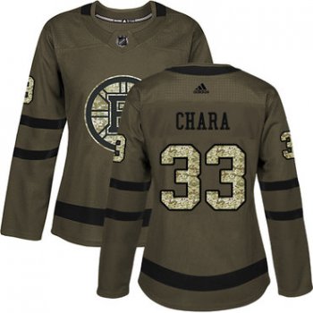 Adidas Boston Bruins #33 Zdeno Chara Green Salute to Service Women's Stitched NHL Jersey